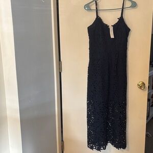 Elegant Navy Lace Dress